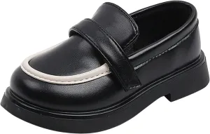 sfdgfhyf Toddler Round Toe Shoes Toddler Boys Girls Dress Shoes PU Leather Wedding School (Black, 5.5-6 Years Little Child)