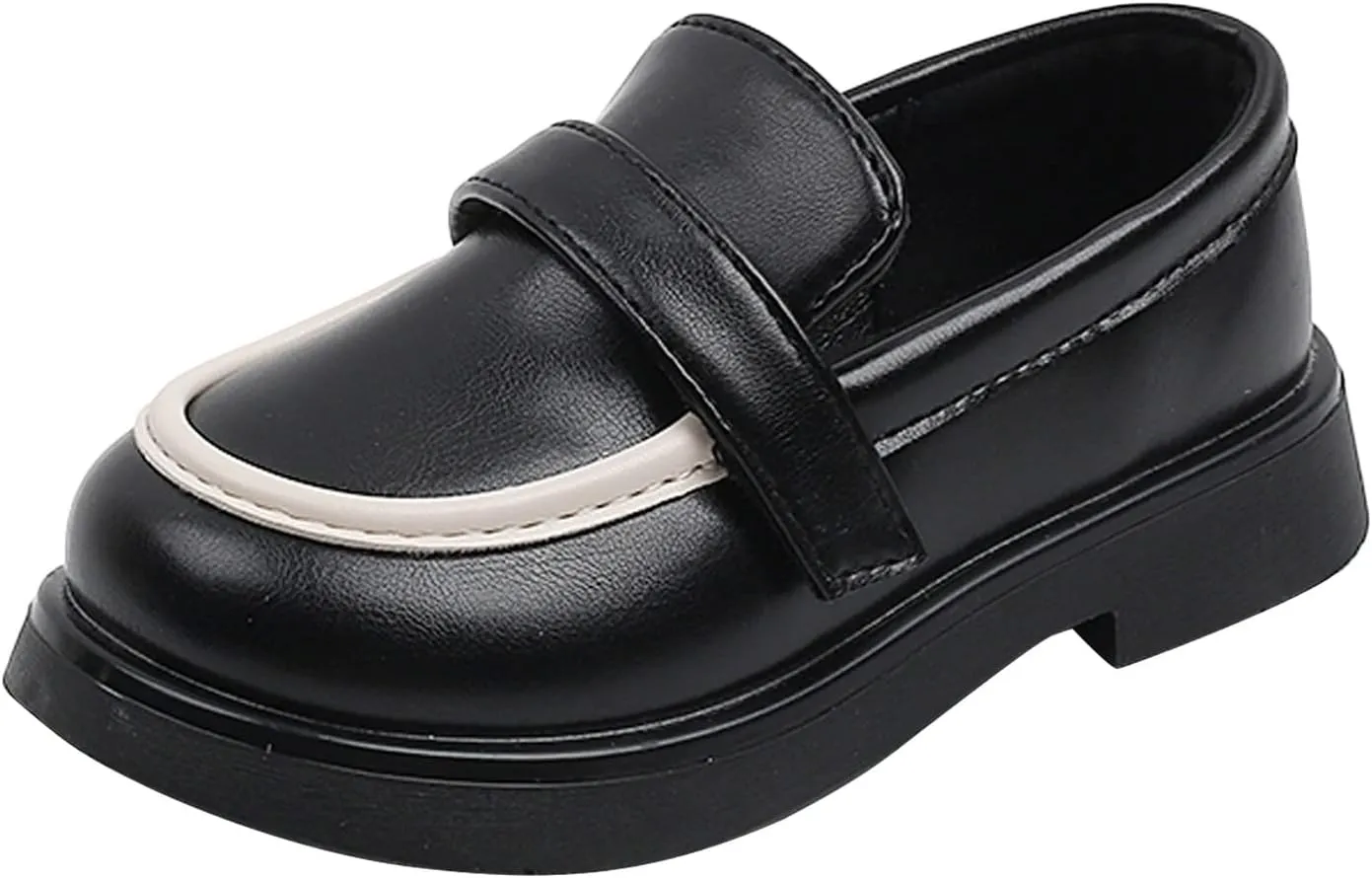 sfdgfhyf Toddler Round Toe Shoes Toddler Boys Girls Dress Shoes PU Leather Wedding School (Black, 5.5-6 Years Little Child)