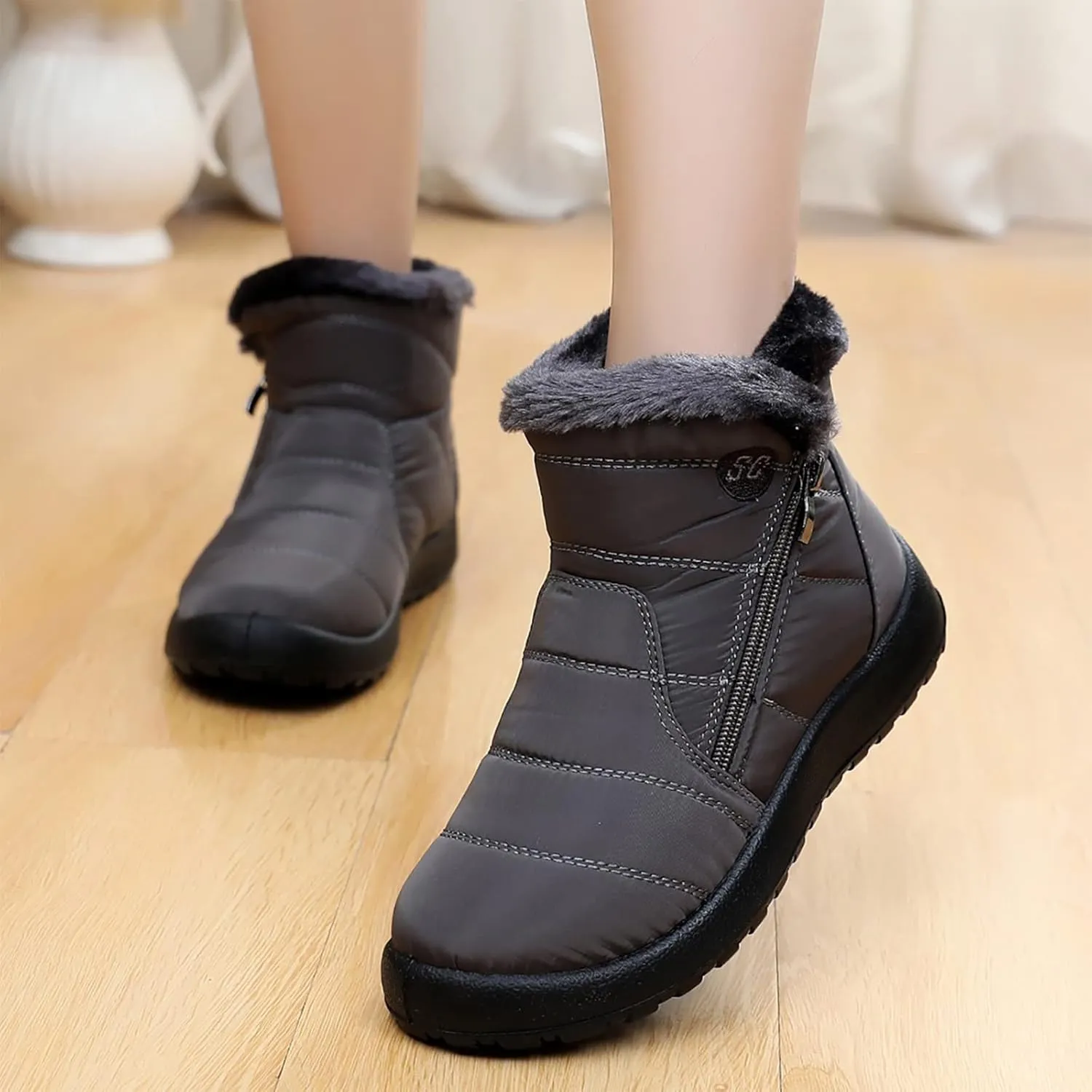 Snow Boots for Women Waterproof Winter Boots Non Slip Fur Lined Booties Cold Weather Lace Up Ankle Boots Thickening Winter Shoes Walking Hiking Booties