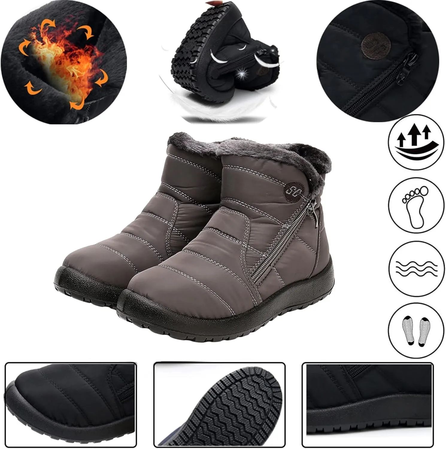Snow Boots for Women Waterproof Winter Boots Non Slip Fur Lined Booties Cold Weather Lace Up Ankle Boots Thickening Winter Shoes Walking Hiking Booties