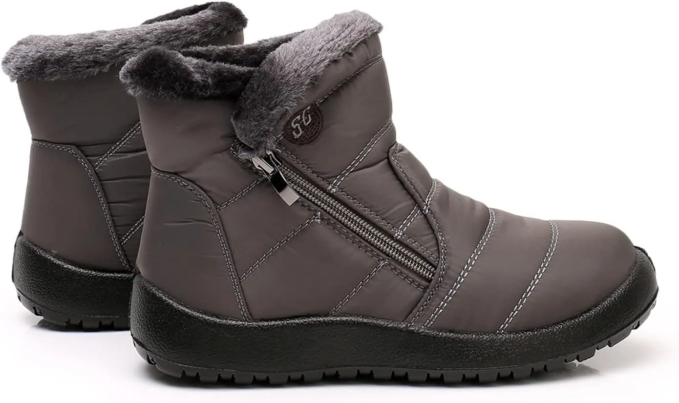 Snow Boots for Women Waterproof Winter Boots Non Slip Fur Lined Booties Cold Weather Lace Up Ankle Boots Thickening Winter Shoes Walking Hiking Booties
