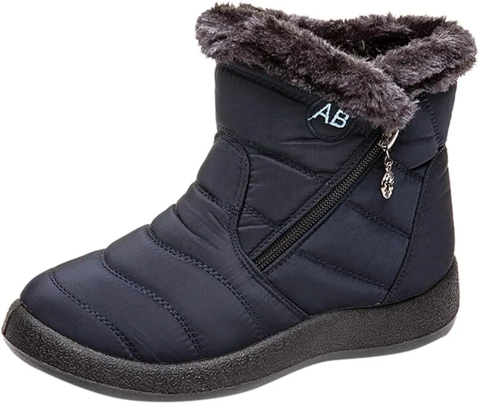 Snow Boots for Women Waterproof Winter Boots Non Slip Warm Fur Booties Cold Weather Lace Up Ankle Boots Thickening Winter Shoes Walking Hiking Booties