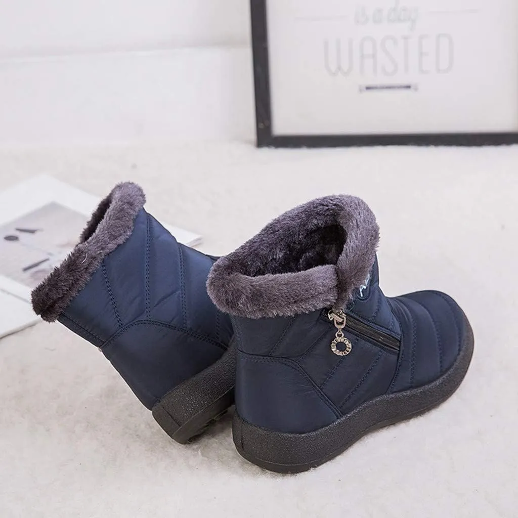 Snow Boots for Women Waterproof Winter Boots Non Slip Warm Fur Booties Cold Weather Lace Up Ankle Boots Thickening Winter Shoes Walking Hiking Booties