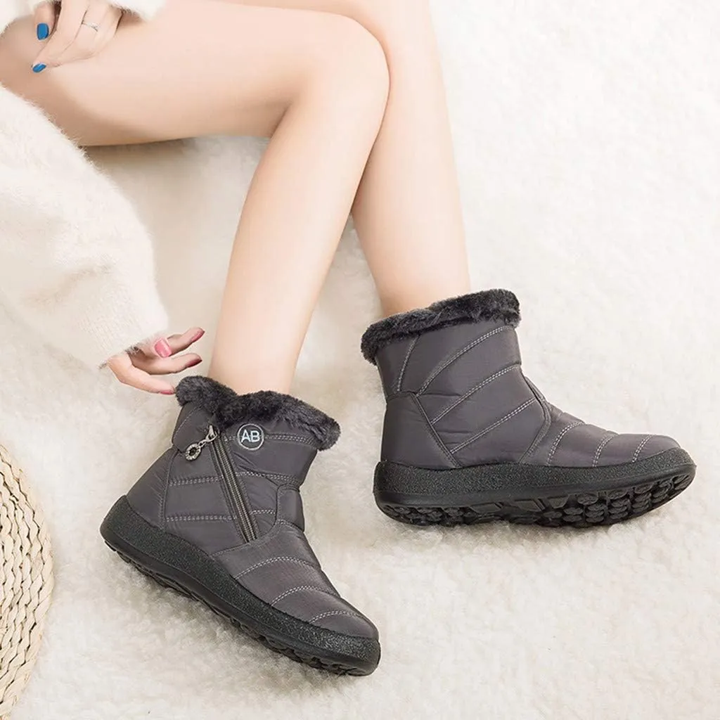Snow Boots for Women Waterproof Winter Boots Non Slip Warm Fur Booties Cold Weather Lace Up Ankle Boots Thickening Winter Shoes Walking Hiking Booties