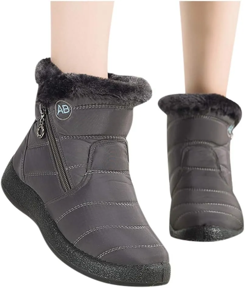 Snow Boots for Women Waterproof Winter Boots Non Slip Warm Fur Booties Cold Weather Lace Up Ankle Boots Thickening Winter Shoes Walking Hiking Booties