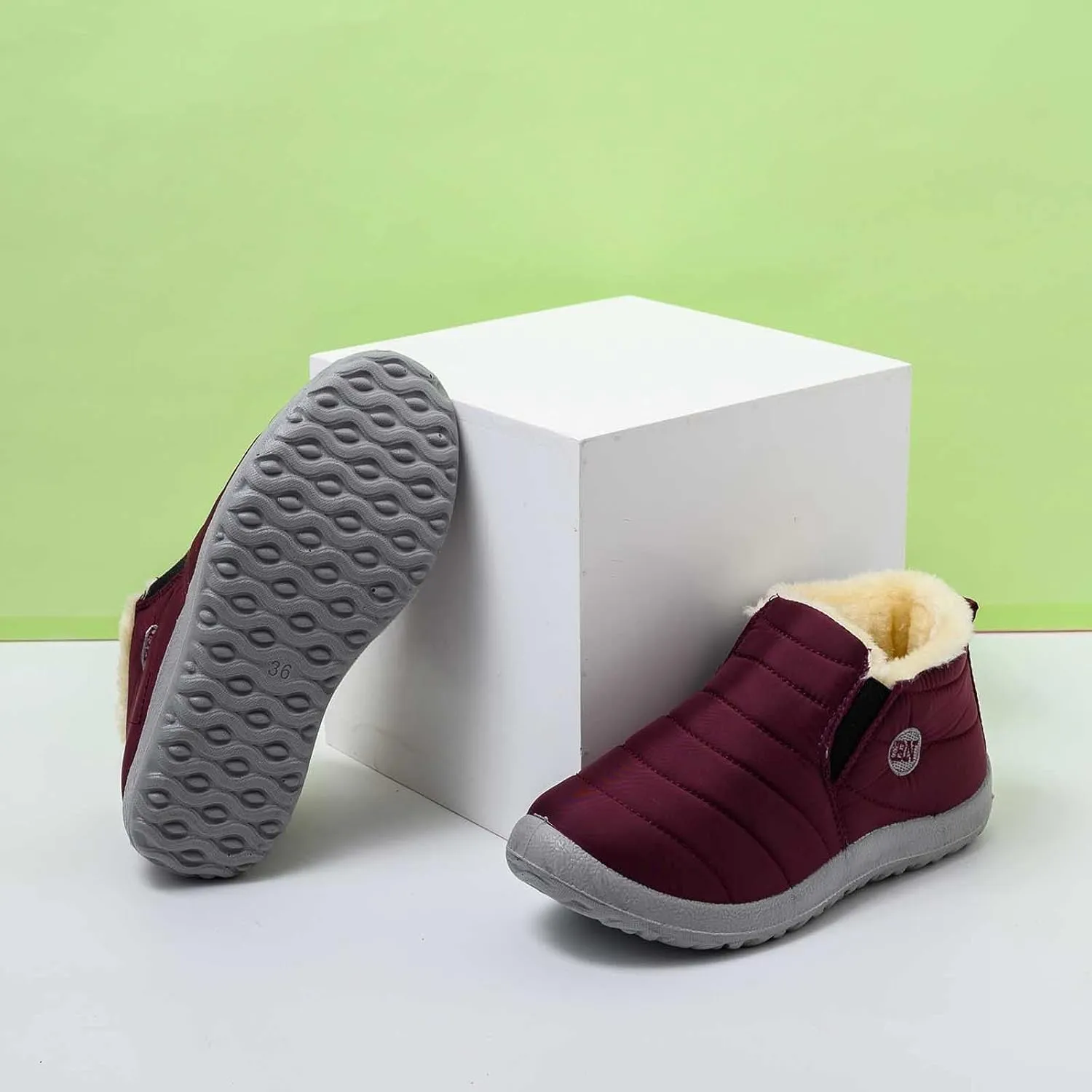 Snow Boots for Women Waterproof Winter Boots Non-slip Warm Fur Booties Winter Warm Outdoor Ankle Boots Comfortable Winter Shoes Trekking Shoes