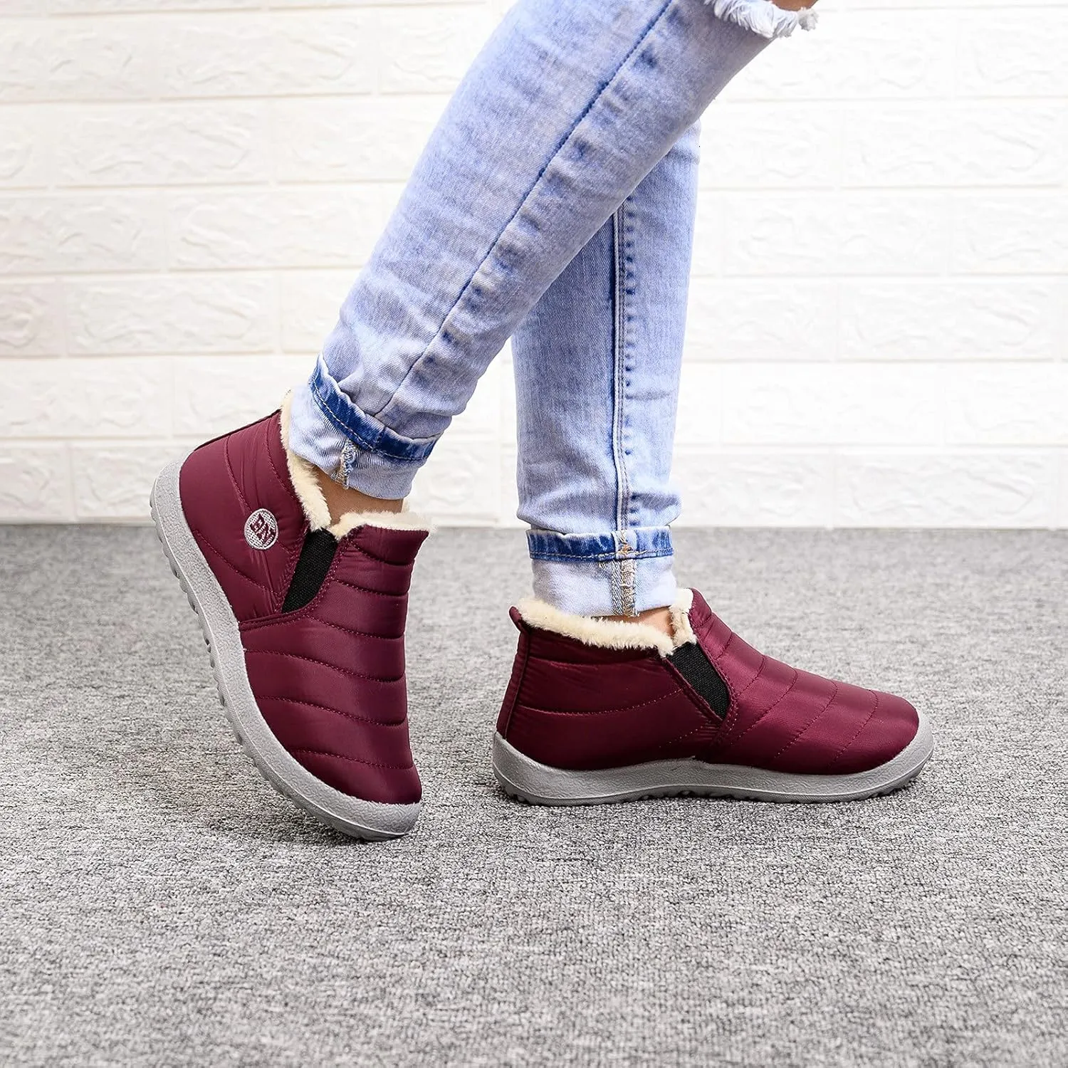 Snow Boots for Women Waterproof Winter Boots Non-slip Warm Fur Booties Winter Warm Outdoor Ankle Boots Comfortable Winter Shoes Trekking Shoes