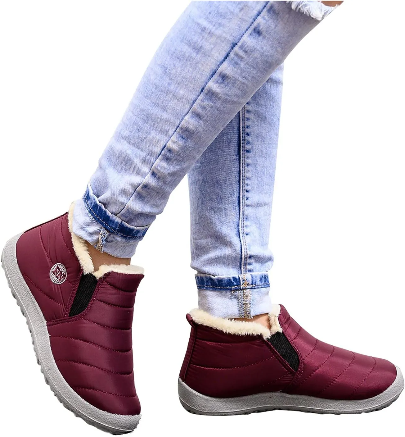 Snow Boots for Women Waterproof Winter Boots Non-slip Warm Fur Booties Winter Warm Outdoor Ankle Boots Comfortable Winter Shoes Trekking Shoes