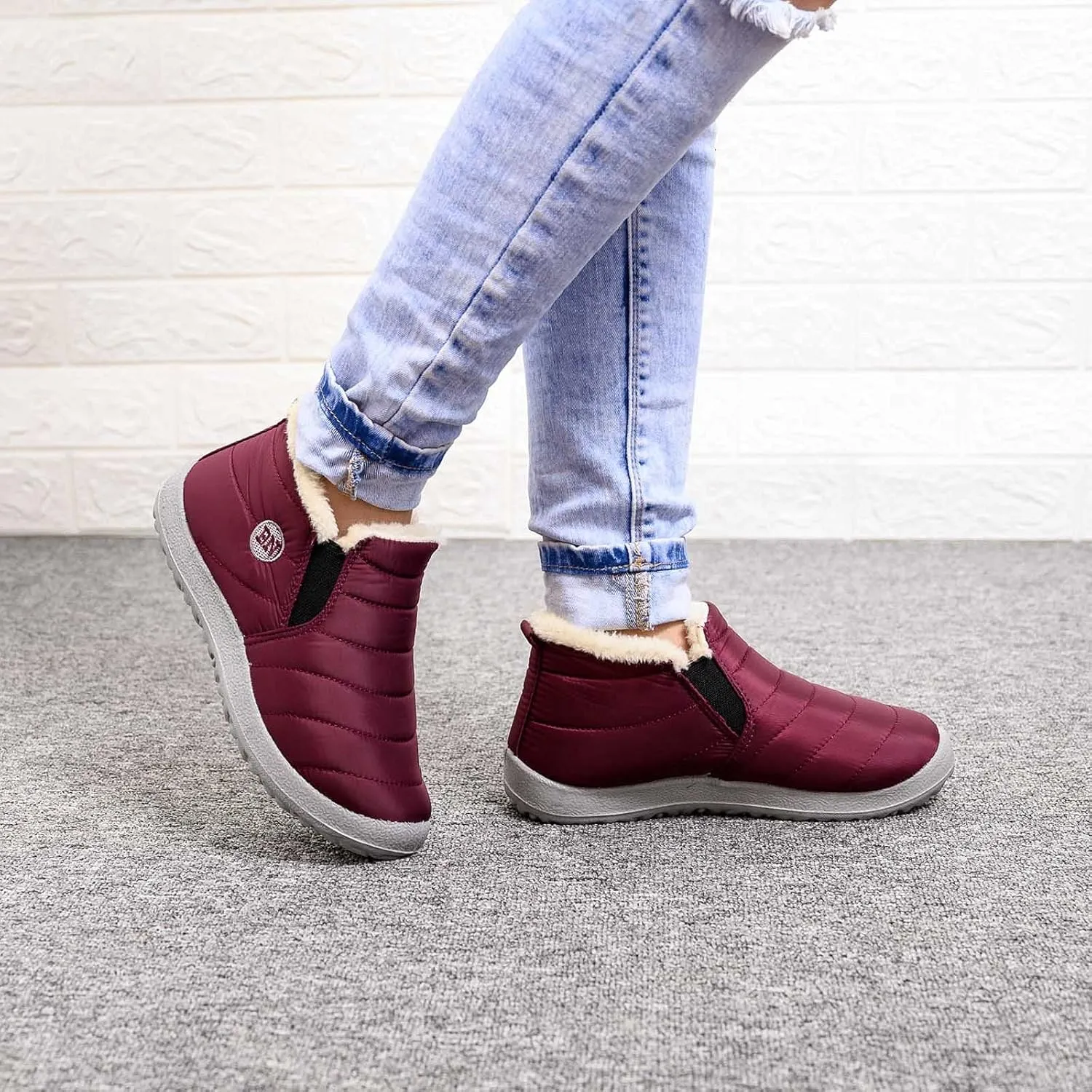 Snow Boots for Women Waterproof Winter Boots Non-slip Warm Fur Booties Winter Warm Outdoor Ankle Boots Comfortable Winter Shoes Trekking Shoes
