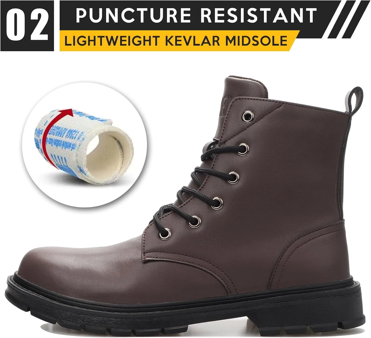 Steel Toe Boots for Women Men, Waterproof Lightweight Safety Work Boots Durability Composite toe Construction Shoes with 6"