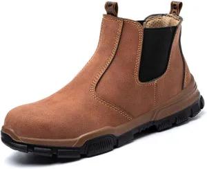 Steel Toe Safety Work Shoes-Men and Women Composite Toe Indestructible Non-Slip Lightweight Breathable Structure Non-Slip Work Shoes (Color : Brown, Size : 10.5 US)