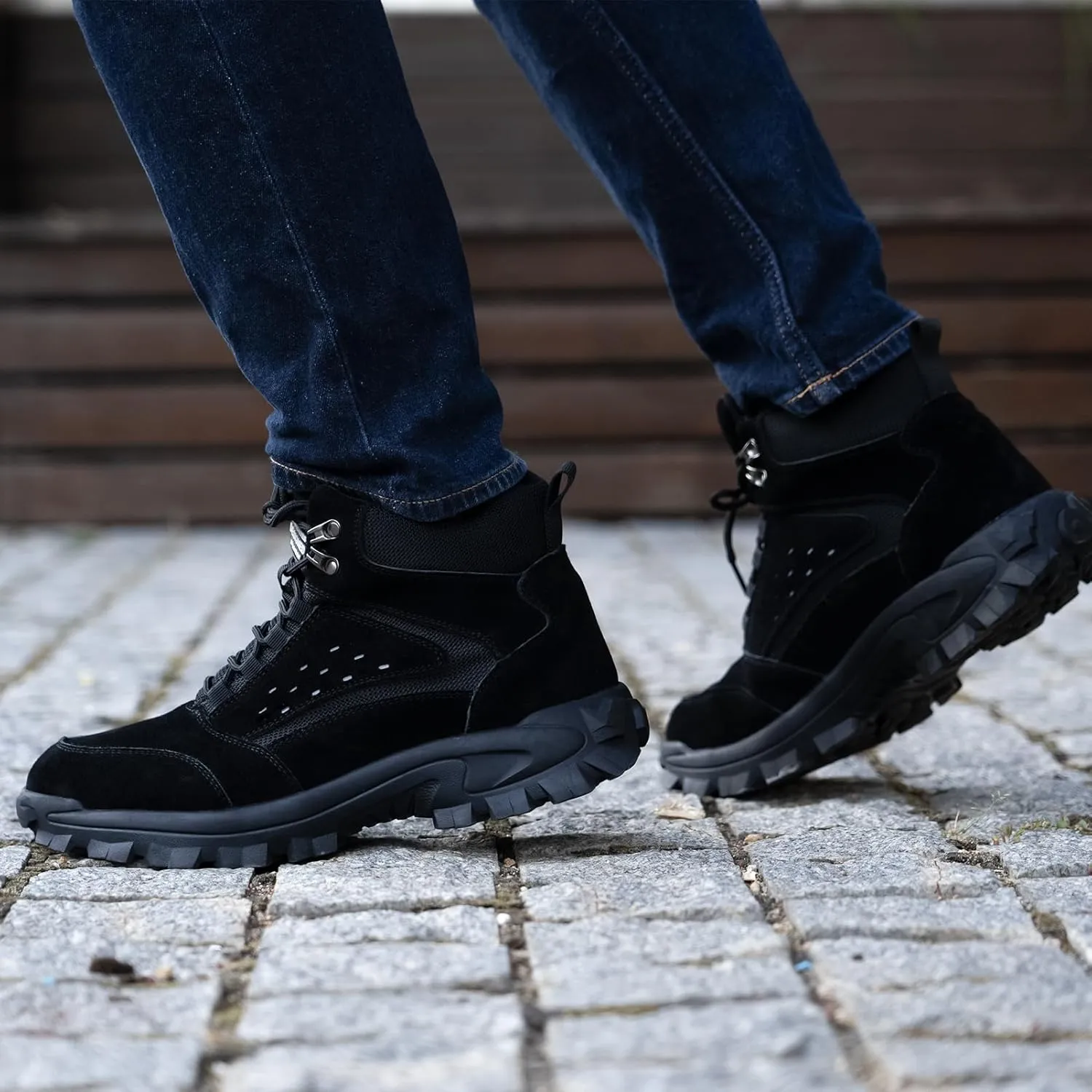 Steel Toe Work Boots for Men Women Slip-on Chelsea Boots, Men's Industrial Construction Shoes, Waterproof, Lightweight, Comfortable, Non-slip Safety Boots