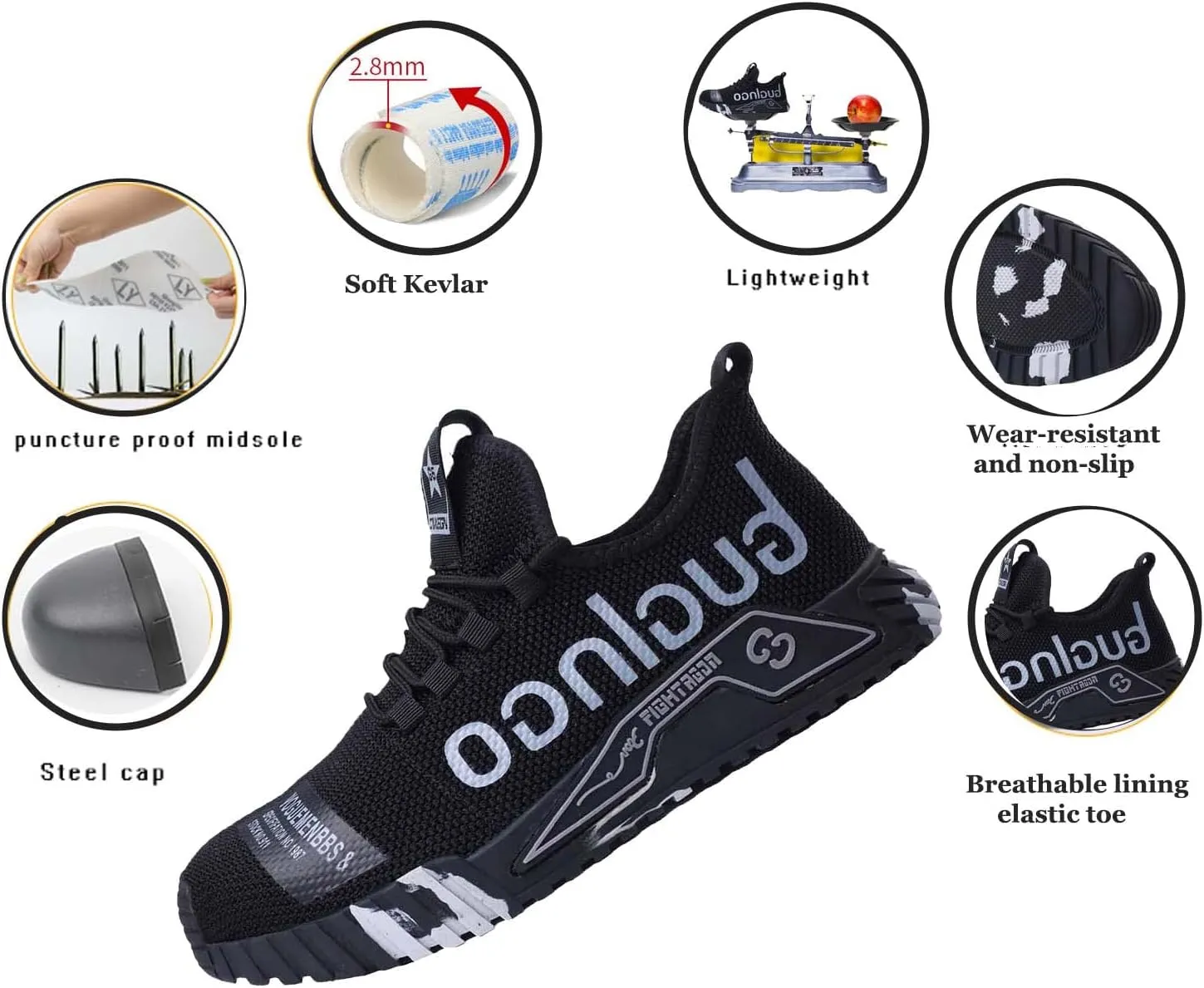 Steel Toe Work Shoes,Men Composite Toe Shoe for Women Work and Safety Footwear Breathable Comfortable Slip Resistant