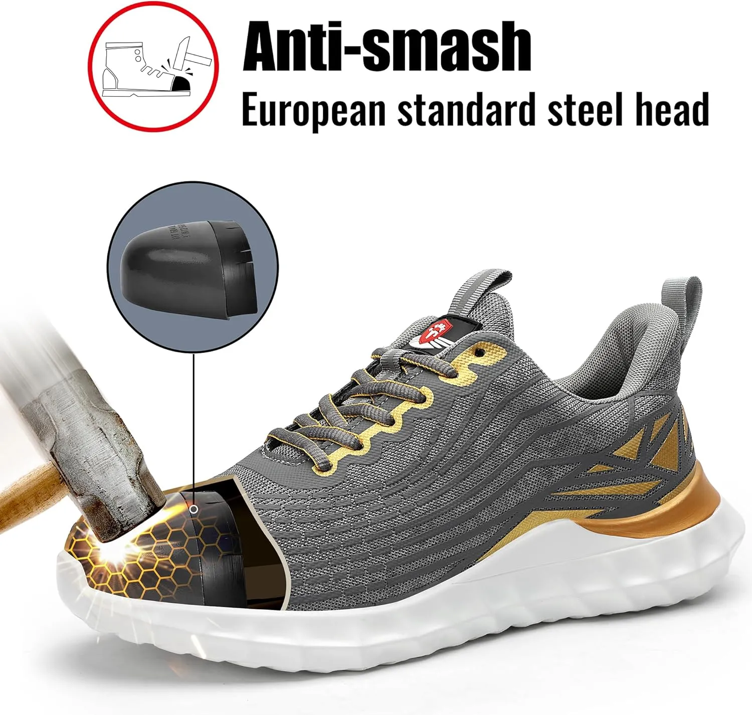STEEL V's Men & Women Steel-Toe Work Shoes, Composite Toe, Lightweight, Breathable, Durable, Slip-Resistant, Arch Support, Oder Selector, Industrial Athlete, Zapatos de Seguridad para Hombres y Mujer