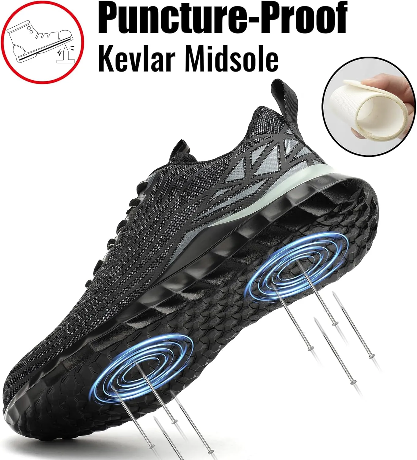 STEEL V's Men & Women Steel-Toe Work Shoes, Composite Toe, Lightweight, Breathable, Durable, Slip-Resistant, Arch Support, Oder Selector, Industrial Athlete, Zapatos de Seguridad para Hombres y Mujer