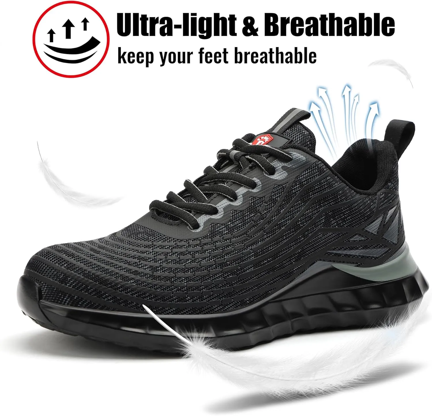 STEEL V's Men & Women Steel-Toe Work Shoes, Composite Toe, Lightweight, Breathable, Durable, Slip-Resistant, Arch Support, Oder Selector, Industrial Athlete, Zapatos de Seguridad para Hombres y Mujer