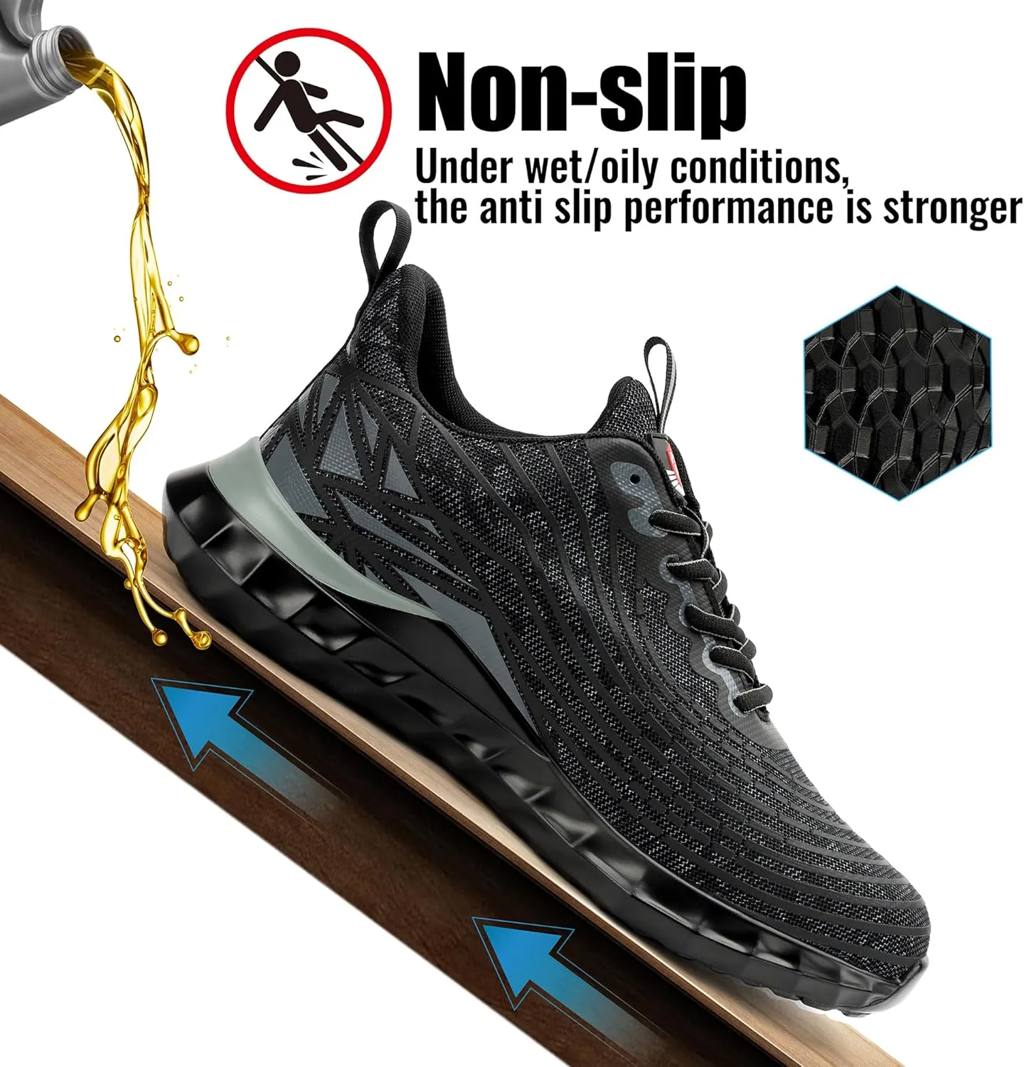 STEEL V's Men & Women Steel-Toe Work Shoes, Composite Toe, Lightweight, Breathable, Durable, Slip-Resistant, Arch Support, Oder Selector, Industrial Athlete, Zapatos de Seguridad para Hombres y Mujer