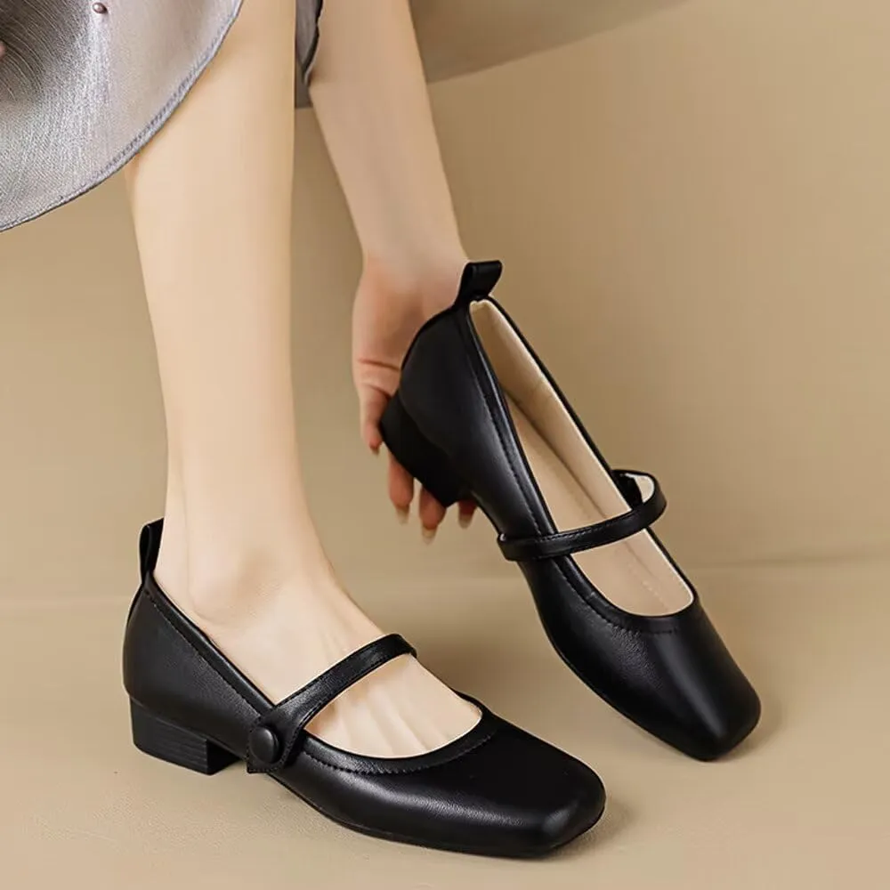 Stunner Women's Chunky Low Block Heel Dress Shoes Mary Janes Heels for Women Comfortable Closed Toe Work Pumps