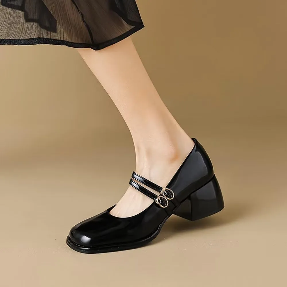 Stunner Women's Chunky Low Block Heel Dress Shoes Mary Janes Heels for Women Comfortable Closed Toe Work Pumps