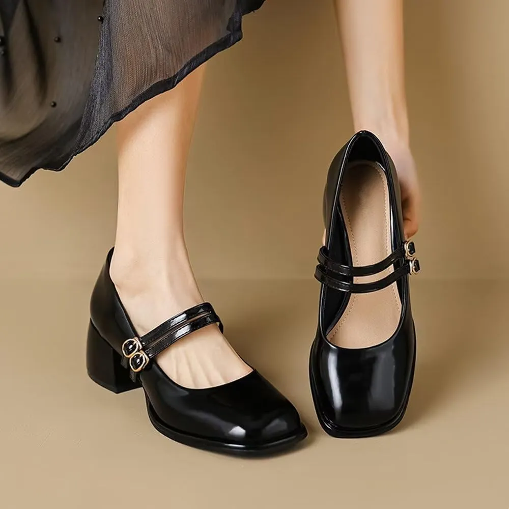Stunner Women's Chunky Low Block Heel Dress Shoes Mary Janes Heels for Women Comfortable Closed Toe Work Pumps