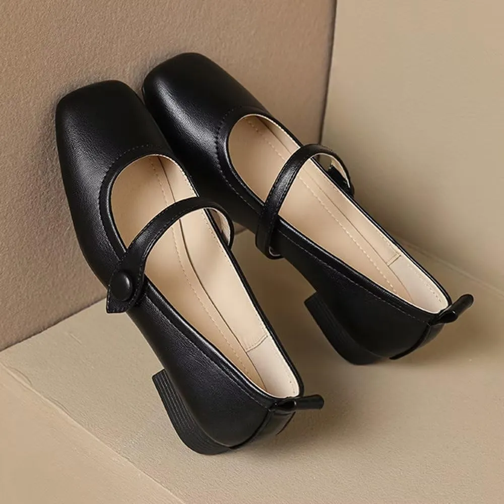 Stunner Women's Chunky Low Block Heel Dress Shoes Mary Janes Heels for Women Comfortable Closed Toe Work Pumps