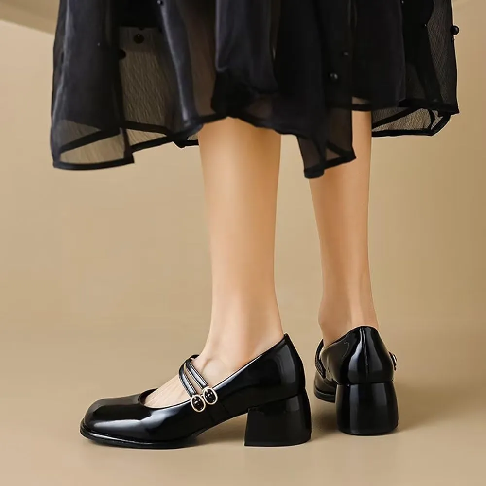 Stunner Women's Chunky Low Block Heel Dress Shoes Mary Janes Heels for Women Comfortable Closed Toe Work Pumps