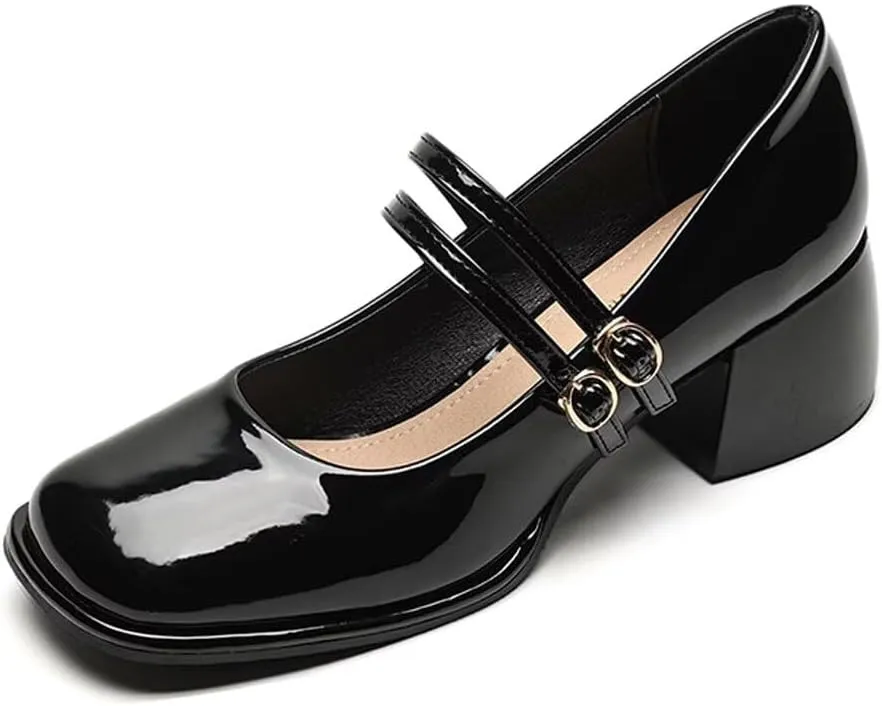 Stunner Women's Chunky Low Block Heel Dress Shoes Mary Janes Heels for Women Comfortable Closed Toe Work Pumps