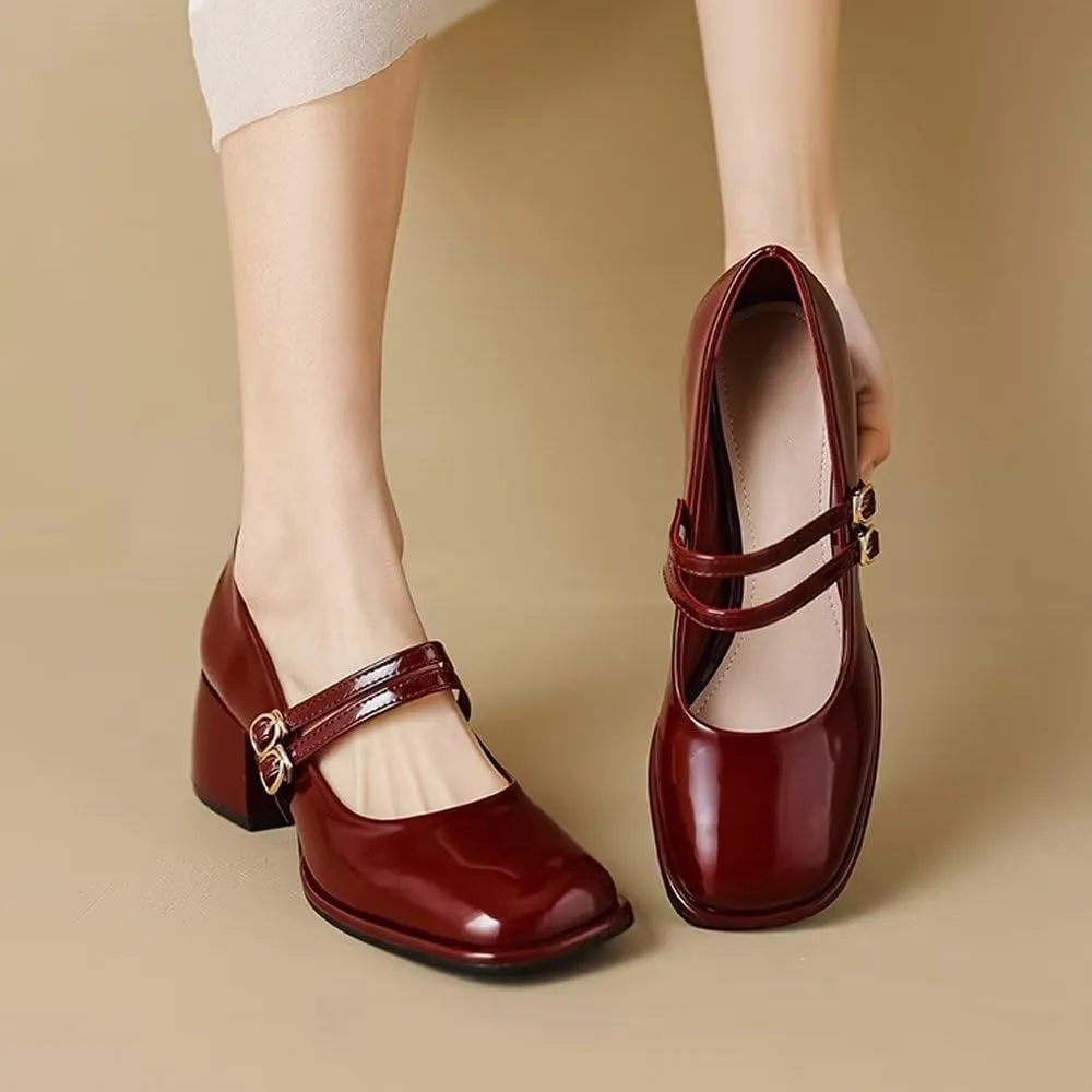 Stunner Women's Chunky Low Block Heel Dress Shoes Mary Janes Heels for Women Comfortable Closed Toe Work Pumps