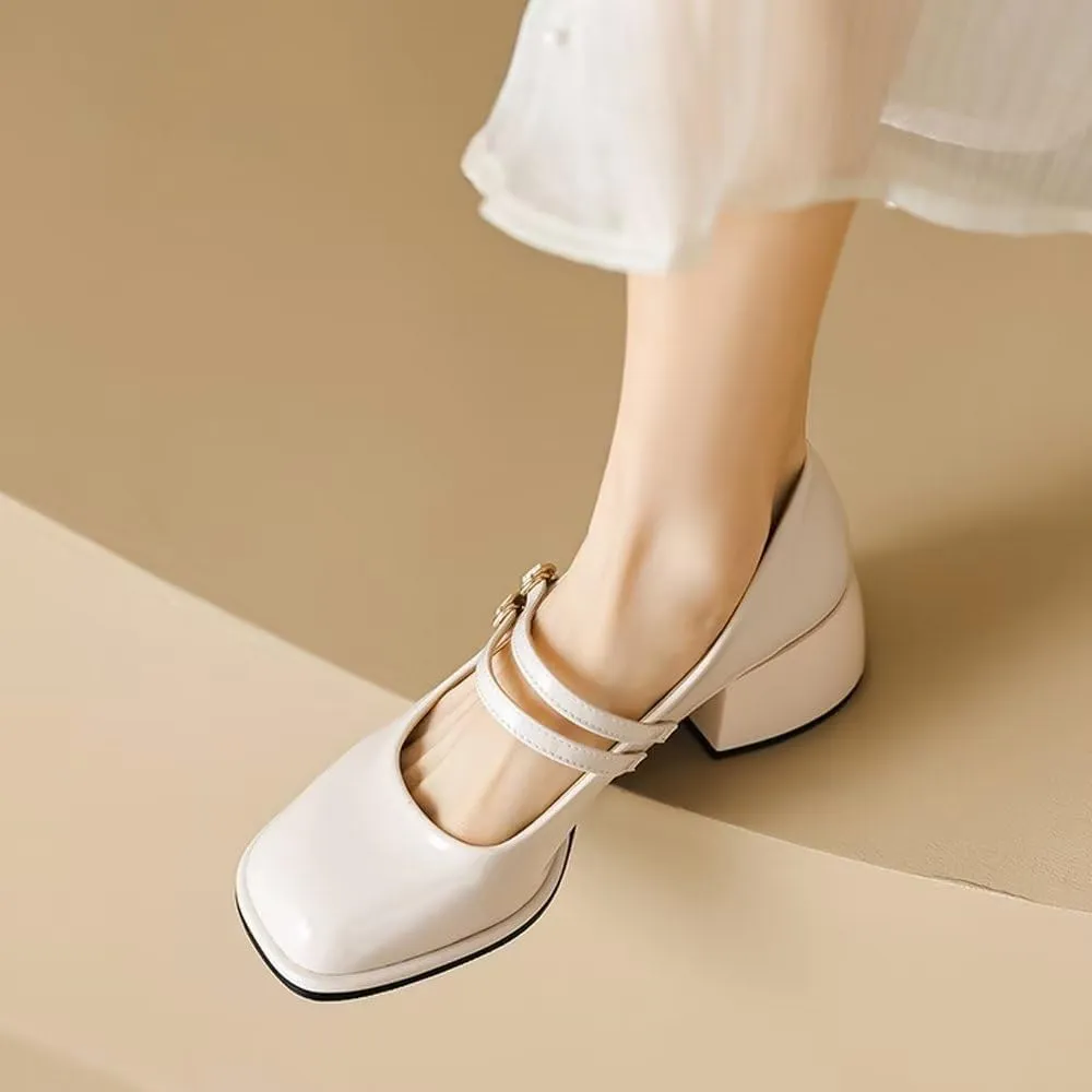 Stunner Women's Chunky Low Block Heel Dress Shoes Mary Janes Heels for Women Comfortable Closed Toe Work Pumps