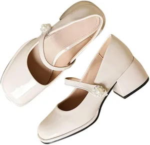 Stunner Women's Chunky Low Block Heel Dress Shoes Mary Janes Heels for Women Comfortable Closed Toe Work Pumps