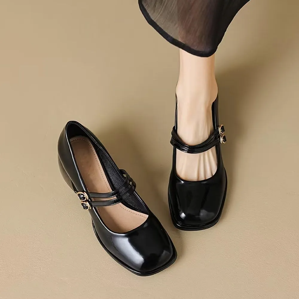 Stunner Women's Chunky Low Block Heel Dress Shoes Mary Janes Heels for Women Comfortable Closed Toe Work Pumps
