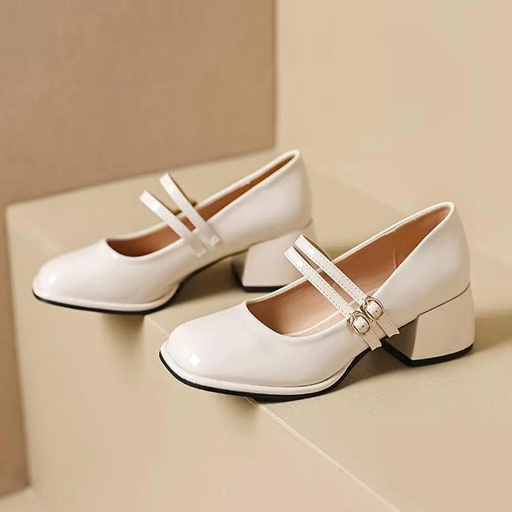 Stunner Women's Chunky Low Block Heel Dress Shoes Mary Janes Heels for Women Comfortable Closed Toe Work Pumps