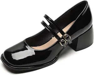 Stunner Women's Chunky Low Block Heel Dress Shoes Mary Janes Heels for Women Comfortable Closed Toe Work Pumps