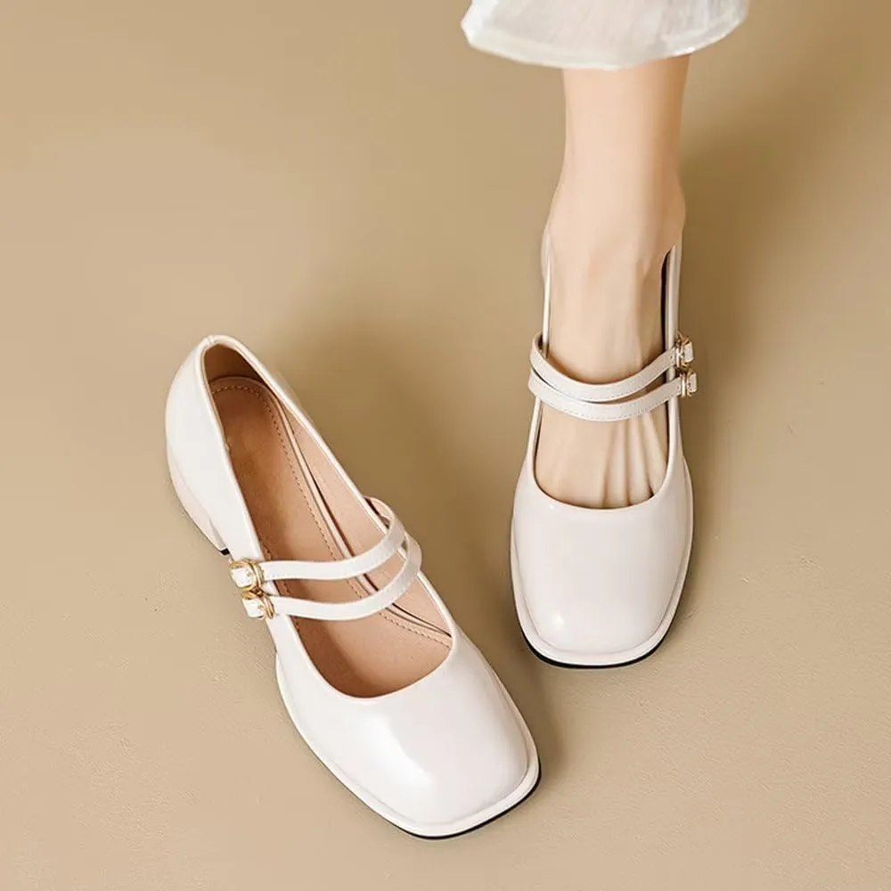 Stunner Women's Chunky Low Block Heel Dress Shoes Mary Janes Heels for Women Comfortable Closed Toe Work Pumps