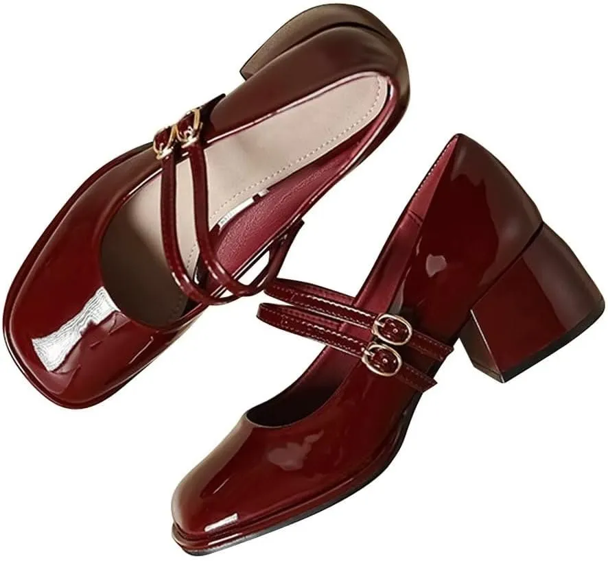 Stunner Women's Chunky Low Block Heel Dress Shoes Mary Janes Heels for Women Comfortable Closed Toe Work Pumps