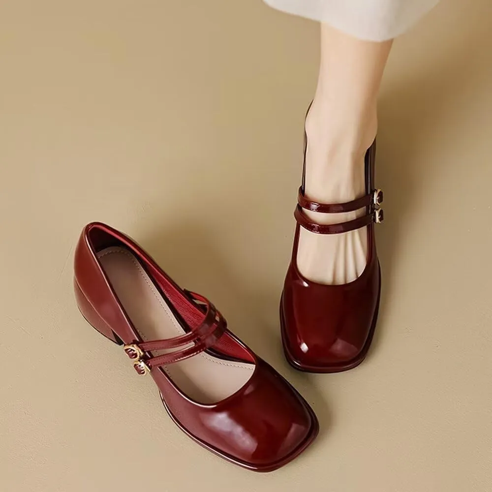 Stunner Women's Chunky Low Block Heel Dress Shoes Mary Janes Heels for Women Comfortable Closed Toe Work Pumps