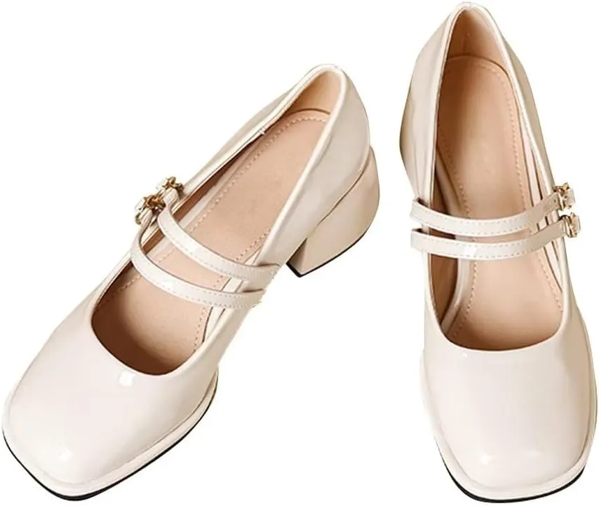 Stunner Women's Chunky Low Block Heel Dress Shoes Mary Janes Heels for Women Comfortable Closed Toe Work Pumps