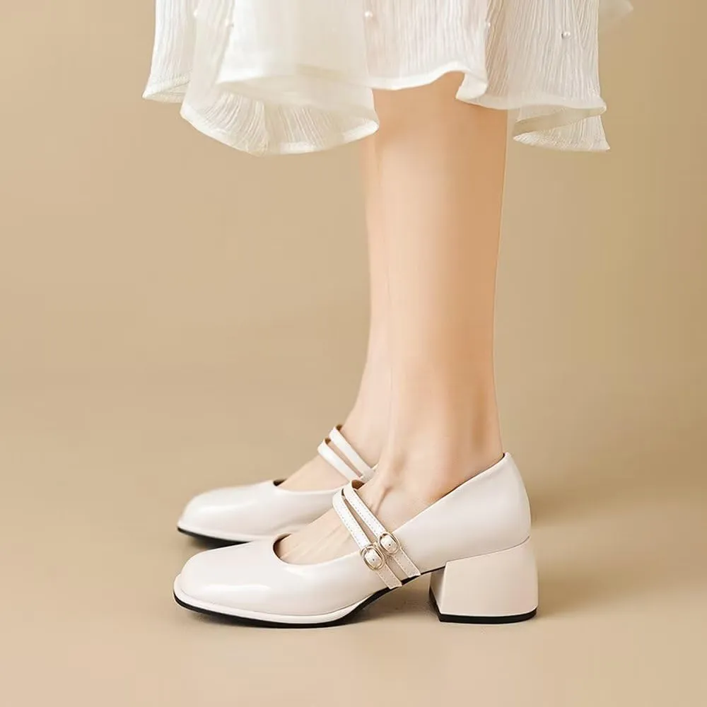 Stunner Women's Chunky Low Block Heel Dress Shoes Mary Janes Heels for Women Comfortable Closed Toe Work Pumps