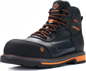 SUREWAY Men's 6" Soft/Composite Toe Heavy Duty Waterproof Work Boot Goodyear Welt Oil/Slip Resistant Dual-Density Comfortable Outsole Crazy Horse Leather EH Construction Industrial Safety Work Boots