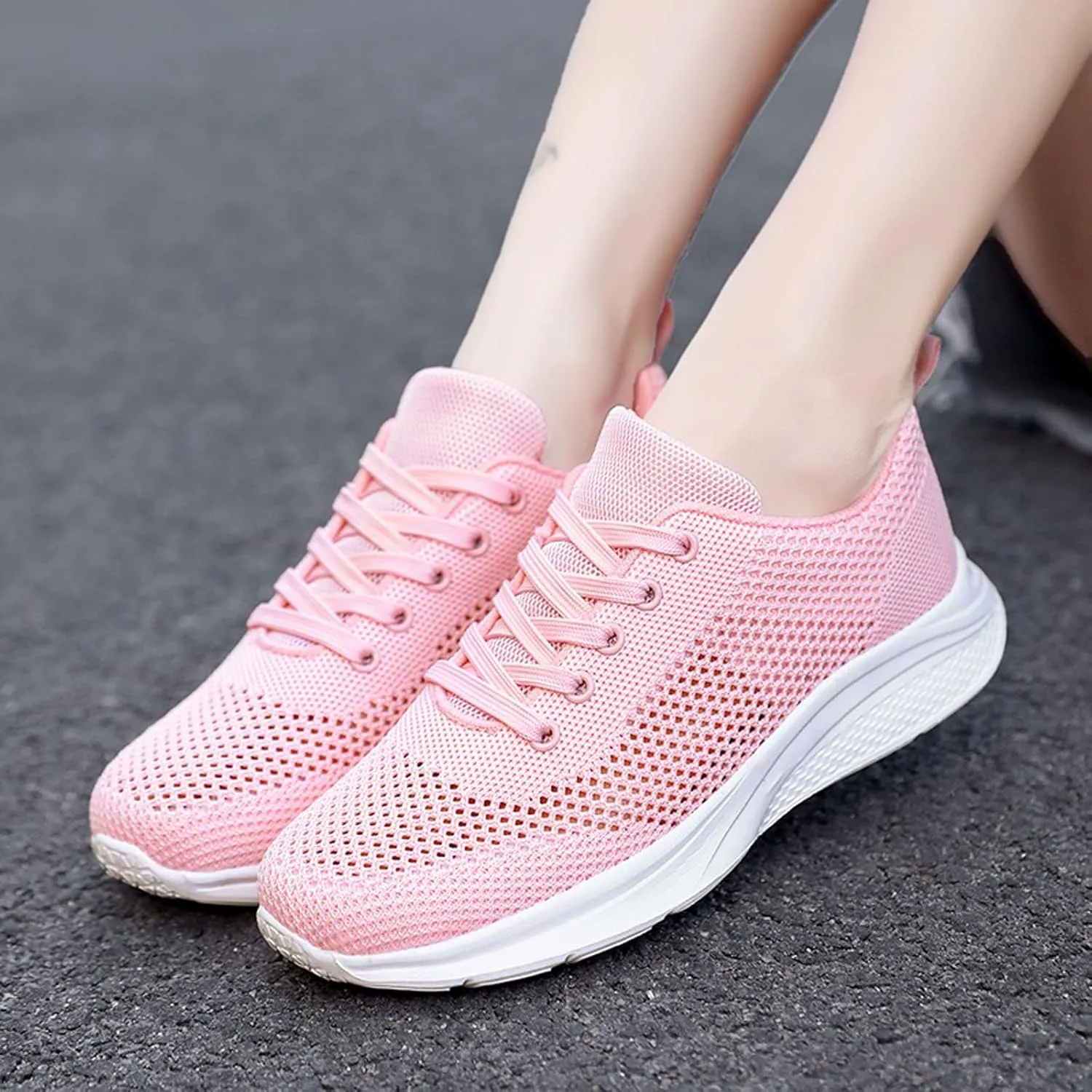 Tennis Shoes Womens Lightweight Comfortable Lace up Mens Tennis Shoes Athletic Casual Shoes Trendy Platform Sneakers White Tennis Shoe Trainers Shoe