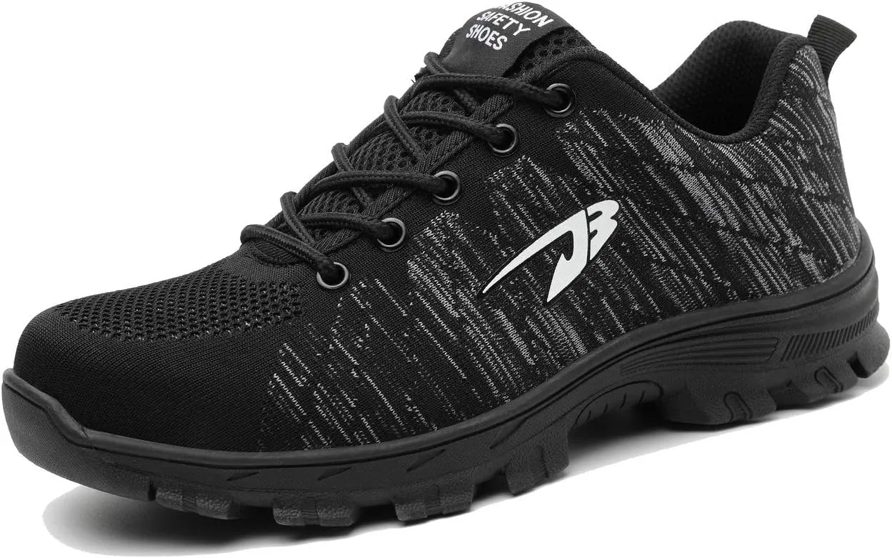 U-lite Steel Toe Anti-Smash Safety Work Shoes for Men Women, Lightweight Breathable Anti-Skid Industrial Construction Shoe