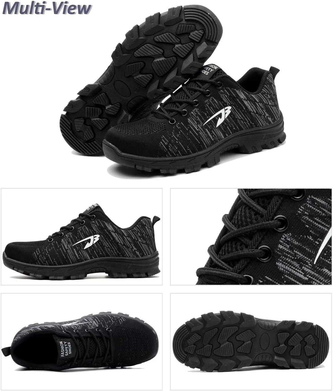 U-lite Steel Toe Anti-Smash Safety Work Shoes for Men Women, Lightweight Breathable Anti-Skid Industrial Construction Shoe