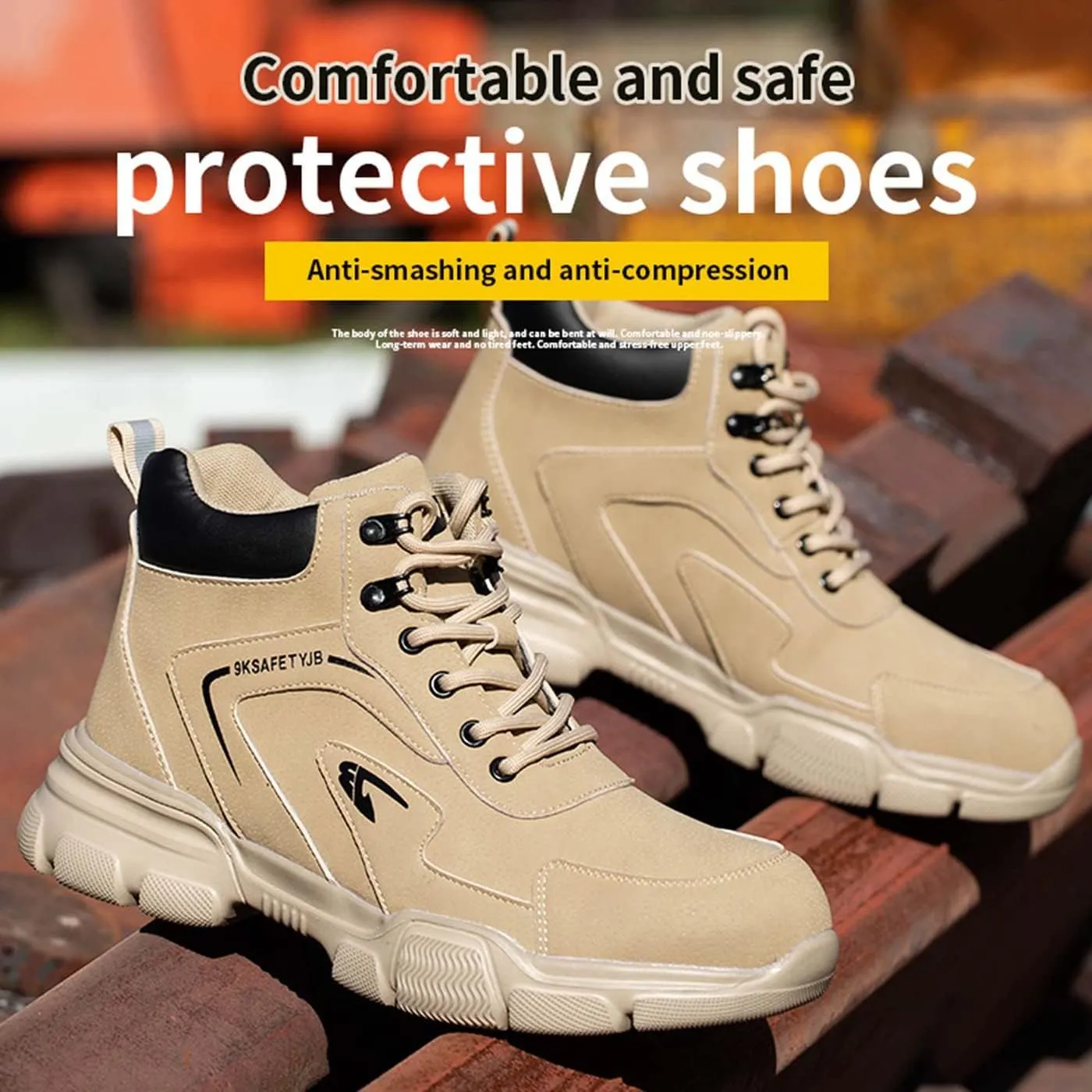 U-lite Steel Toe Safety Slip Resistant Puncture Proof Waterproof Work Shoes for Men Women Indestructible Breathable Lightweight Comfortable Men's Construction