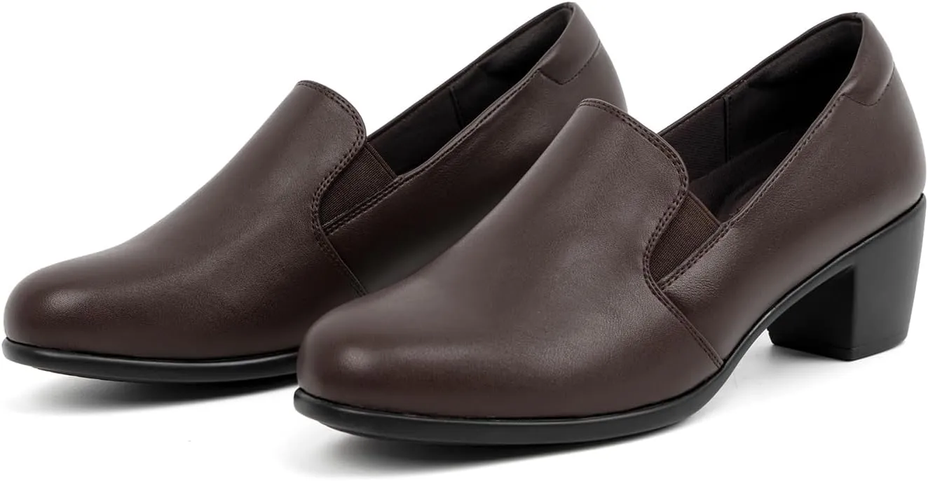 VJH confort Womens Heeled Shoes, Comfortable Elastic Low Block Chunky Heels Pumps