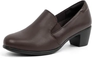 VJH confort Womens Heeled Shoes, Comfortable Elastic Low Block Chunky Heels Pumps