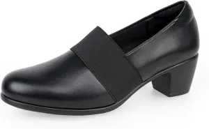 VJH confort Womens Heeled Shoes, Comfortable Elastic Low Block Chunky Heels Pumps