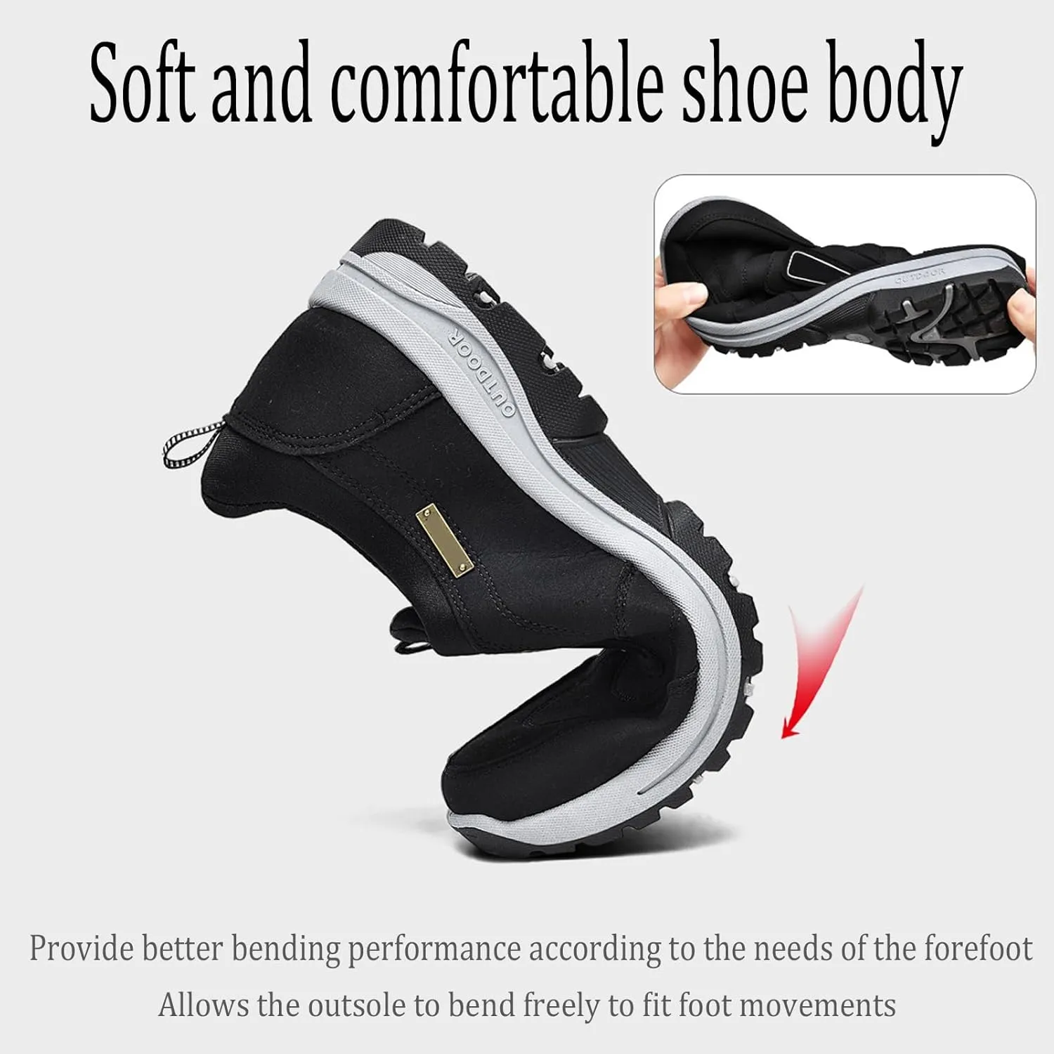 VOODUE Daladder Walking Shoes, Daladder Waterproof Orthopedic Walking Shoes, Men's Comfortable Breathable Orthopedic Slip On Walking Shoes Hiking Shoes(Black,US 10.5)