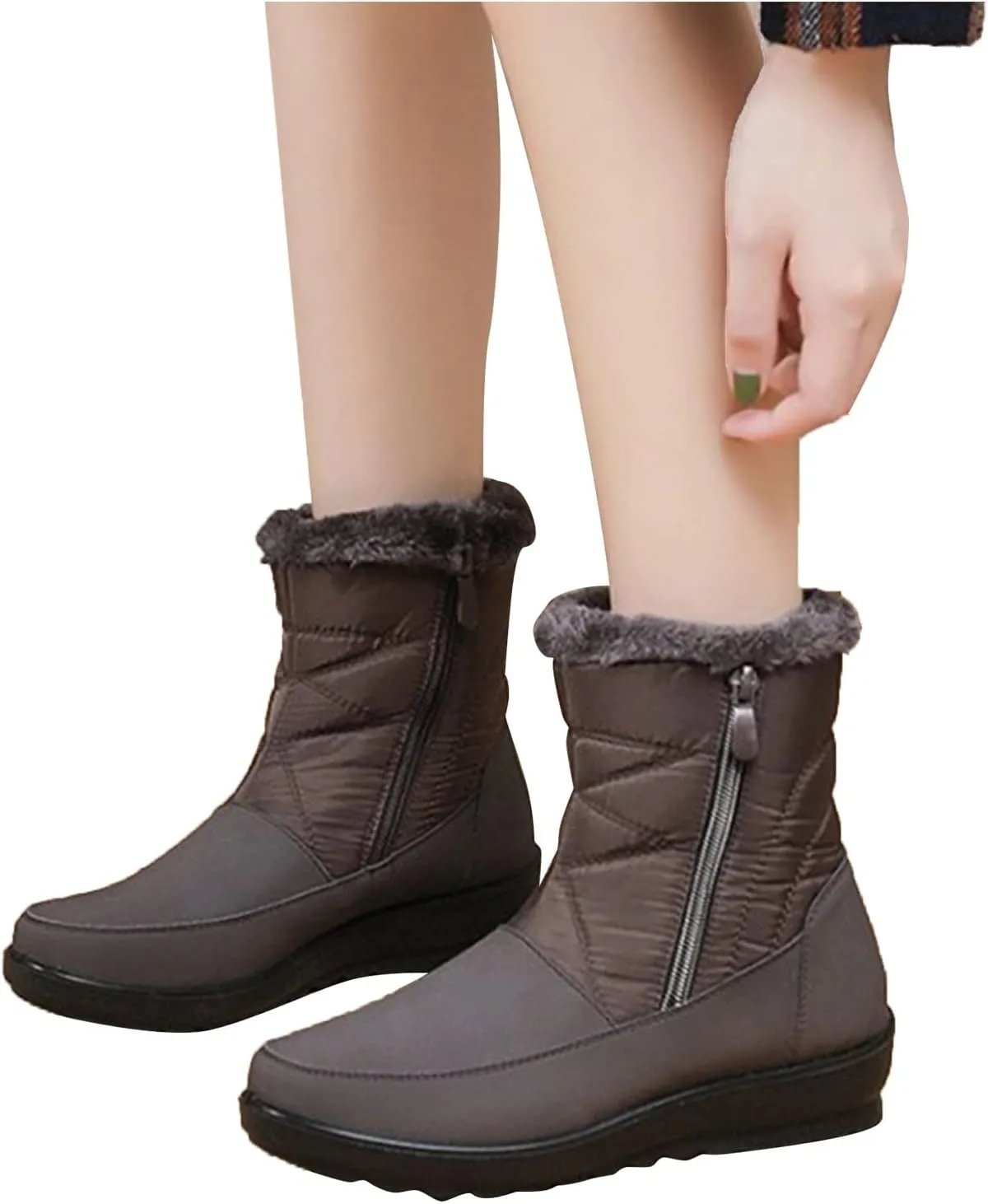 Winter Boots for Women with Fur Lined Warm Slip On Boots Waterproof Booties Comfortable Outdoor Anti Slip Shoes