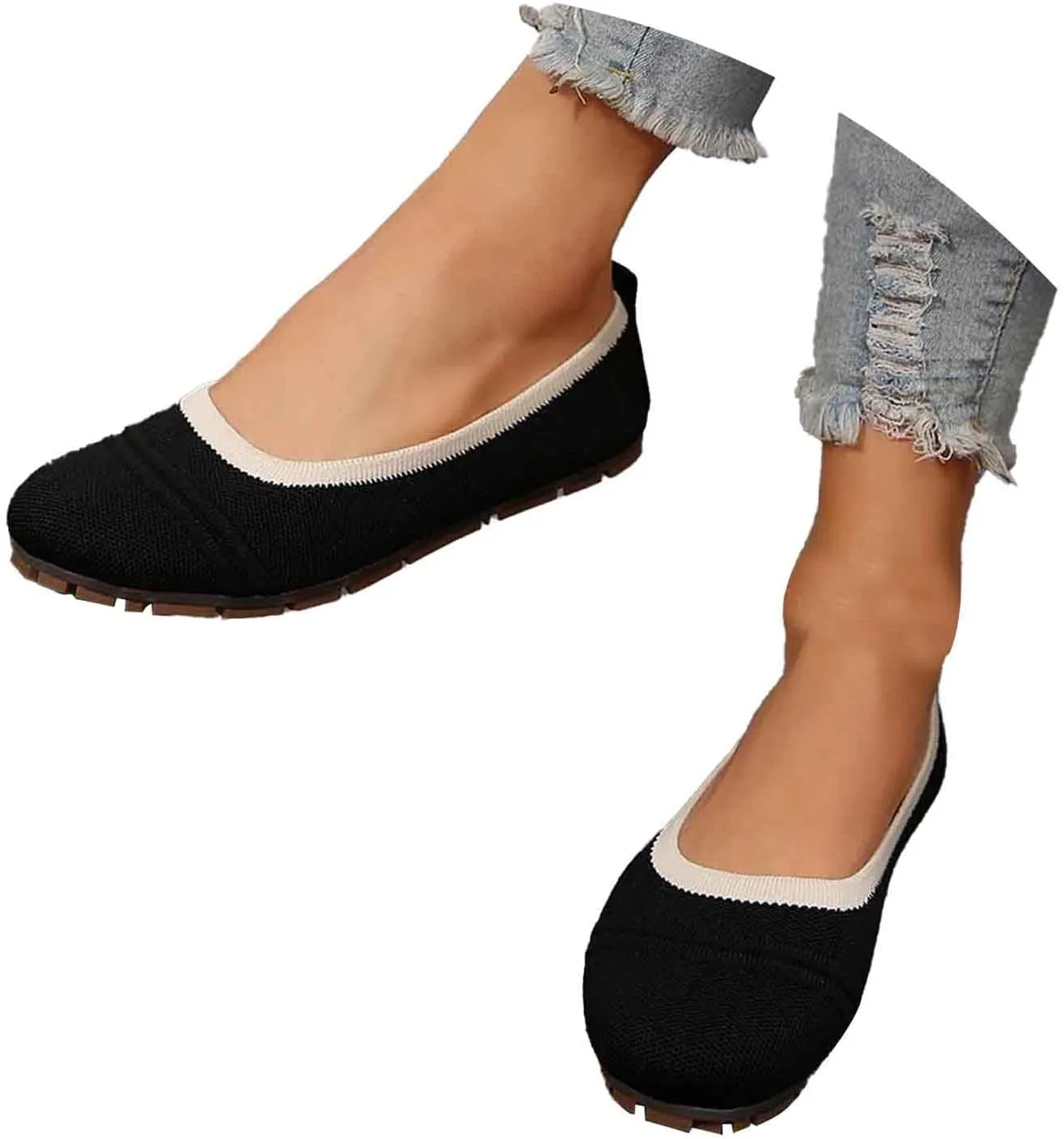 Women Casual Shoes Slip On Round Toe Comfortable Flat Ballet for Walking Work Dressy Everyday Wear