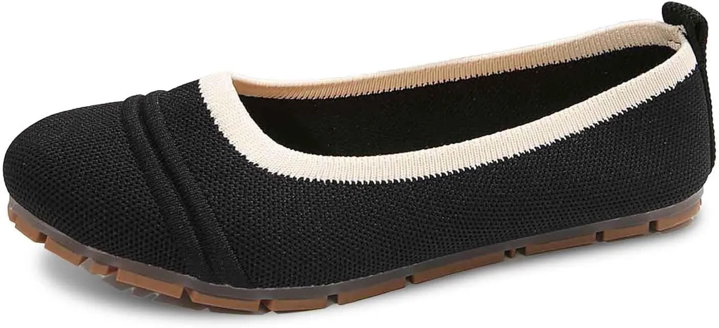Women Casual Shoes Slip On Round Toe Comfortable Flat Ballet for Walking Work Dressy Everyday Wear